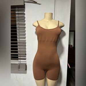Women's Brown Sleeveless Bodysuit